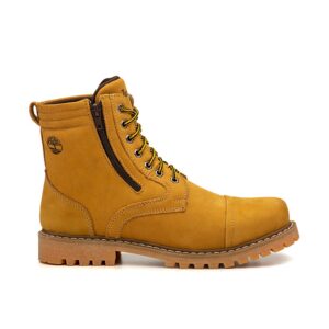 BOTA ADVENTURE EM COURO GUI AMARELO